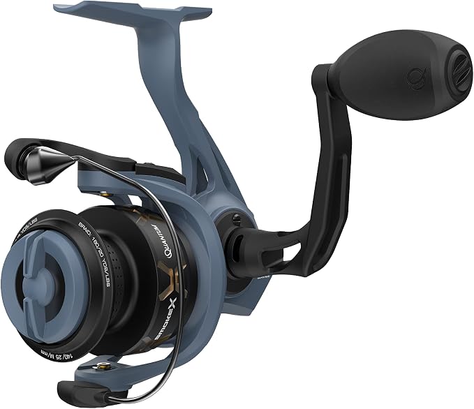 Quantum Smoke X Spinning Fishing Reel, Size 25 Reel, Changeable Right- or Left-Hand Retrieve, Continuous Anti-Reverse Clutch with NiTi Indestructible Bail, SCR Alloy Frame, 6.0:1 Gear Ratio, Blue