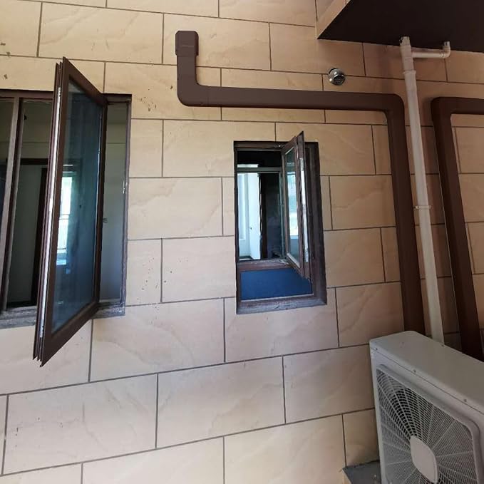 Mini-Split Line Cover Accessories: 4" Width Flat Elbow for Mini Split AC & Central AC, Brown