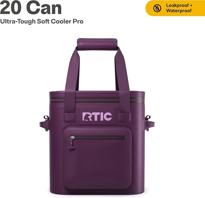 RTIC Ultra-Tough Soft Cooler Pro, Insulated, Waterproof, Leak Proof, Portable Floating Bag for Beverage, Drink, Lunch, Outdoor, Beach, Car, Camping, Picnic, Fishing, Boat