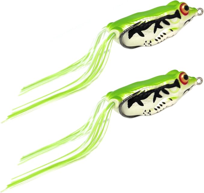 Reaction Tackle Hollow Body Frogs for Bass Fishing - Ultra Realistic Weedless Top Water Frog Lure for Bass, Snakehead, Pike and More - Floating Topwater Fishing Lures - 2 Pack