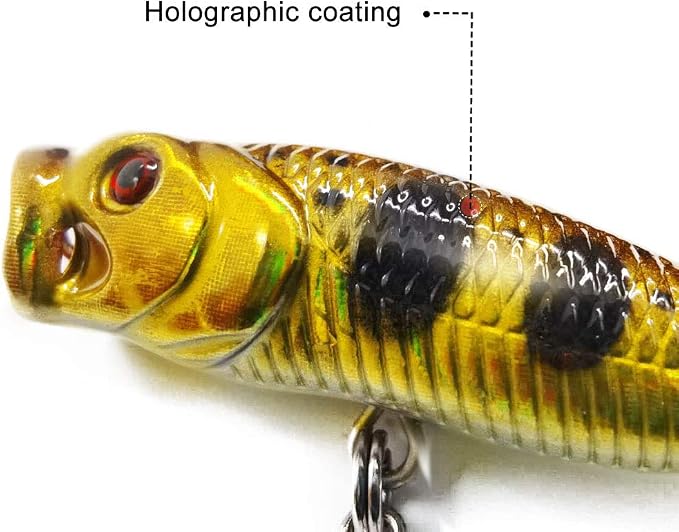 SEASKY Fishing Plug Lures Micro Popper Topwater Trout Attack in Freshwater (Yellow)