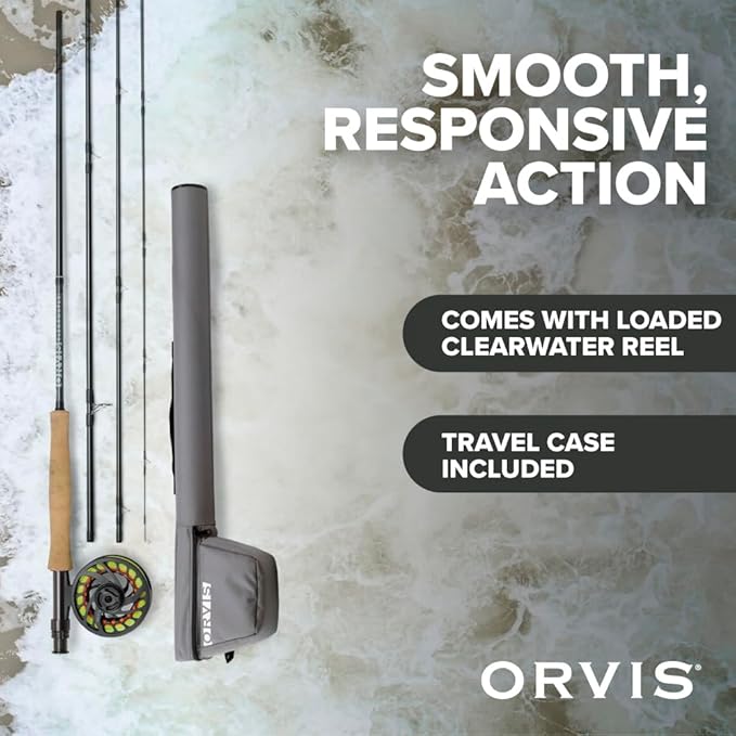 Orvis Clearwater Fly Rod Outfit - Fishing Rod and Reel Combo with Black Chrome Blank, Ceramic Guides, Durable Reel Seat, and Rod Tube