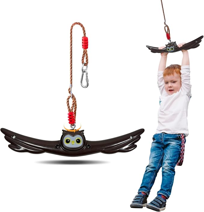 Ninja Twist Swing-360 Degree Handle Rotation Promotes Sensory Development, Arm Strength,Swingset Accessories Outdoor-Swing Spins Set (Brown)