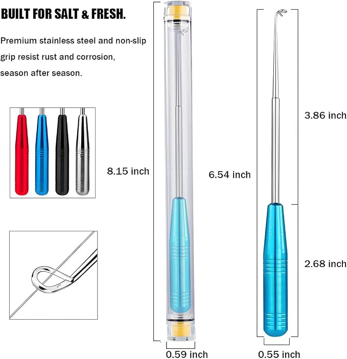 4PCS Fish Hook Remover Tool – Stainless Steel Fishing Hook Remover, Quick Removal Extractor with Storage Tube, Essential Fishing Gear and Equipment for Anglers