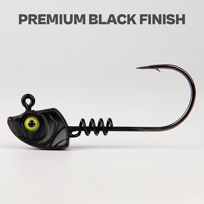 15-Pack Screw Lock Swimbait Jig Heads – 3D Chartreuse Eyes 1/8 3/16 1/4 3/8 1/2 oz, 3/0 & 4/0 Fishing Hooks