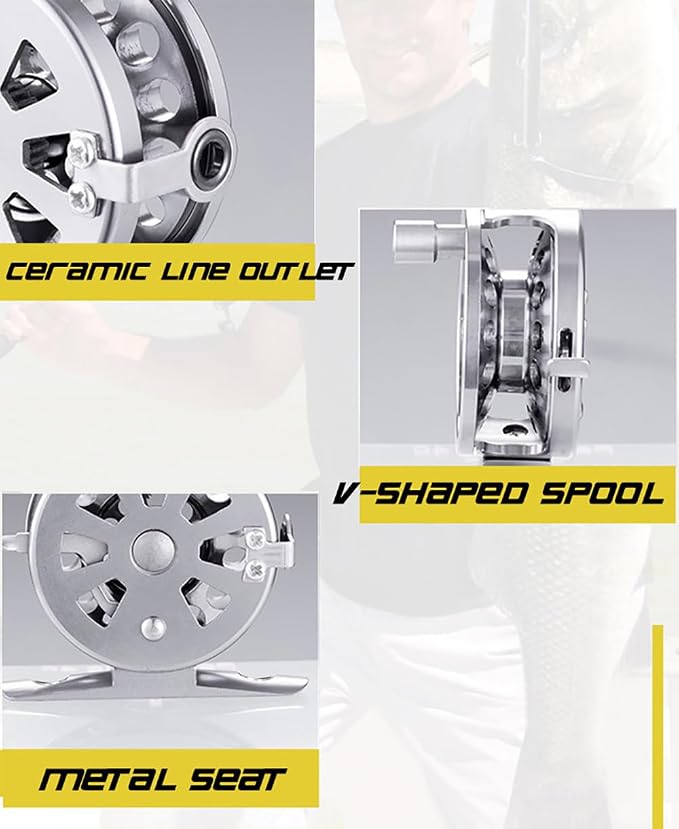 Winter Fly Fishing Reel 52g(1.83oz) All Metal Left Hand 5cm(1.95inch) Ice Fishing Wheel Carp Fishing Accessories for Freshwater Saltwater