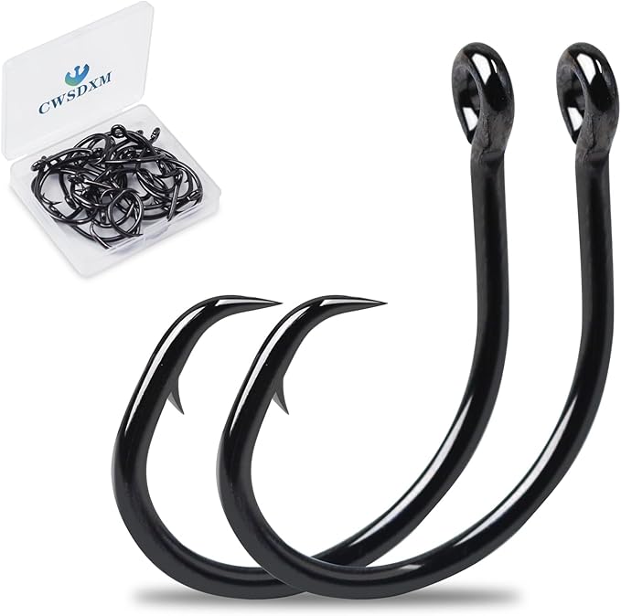 Circle Hooks Saltwater in-Line Wide Gap Fishing Hooks for Catfish 4X Strong High Carbon Steel Mustad Hooks for Tuna, Carp, Catfish,【1,1/0,2/0,3/0,4/0,5/0,6/0】-20pcs,【8/0】-12pcs,【10/0】-8pcs