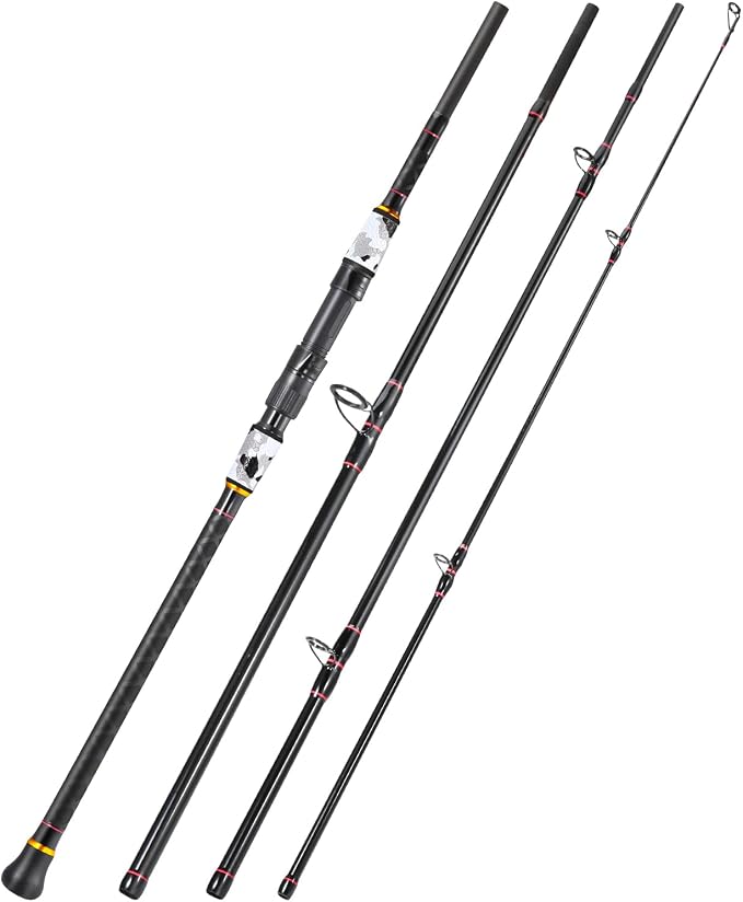 Sougayilang Surf Fishing Rod Portable Travel MH/H Surf Spinning Rod 4 Piece Carbon Fiber Saltwater Fishing Rod 10'/11'/12'/15'