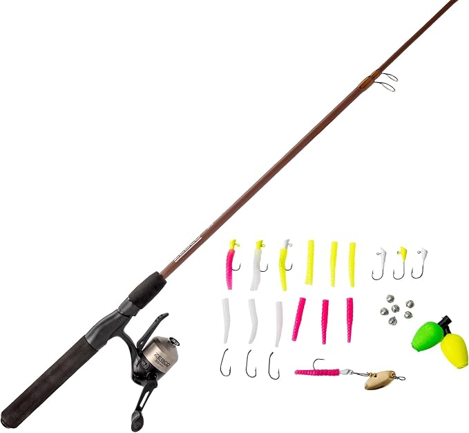 Zebco 33 Micro Trigger Spincast Reel and Fishing Rod Combo, 6-Foot 6-Inch 2-Piece Telescopic Rod, Size 10 Reel, 30-Piece Trout Magnet Tackle
