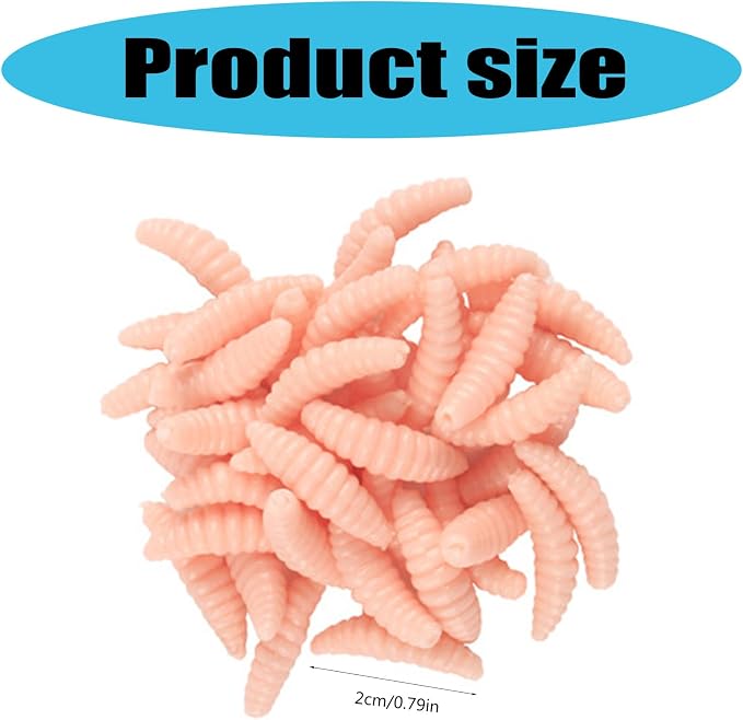 50Pcs Soft Fishing Lures Earthworms Baits Maggot Smell Lures Silicone Artificial Baits Fishing Tackle Accessories Flexible Silicone Soft Freshwater