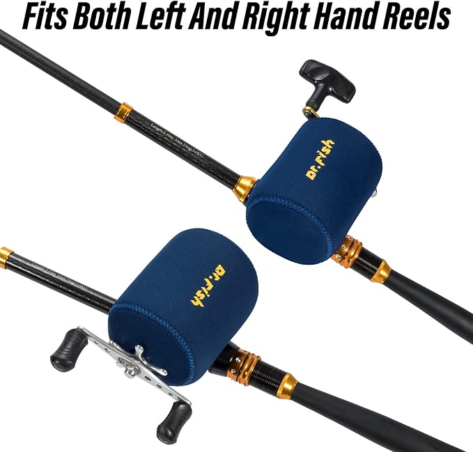 Dr.Fish 2 Pack Round Baitcasting Fishing Reel Cover Conventional Reel Storage Bags Case Pouch Protective Neoprene Left Right Handed Round Baitcaster Reel