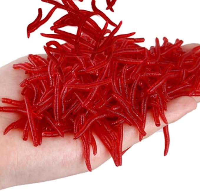 200pcs Soft Artificial Lure Earthworm Baits Fishing Lure Earthworm Bloodworm Baits Fishing Accessory
