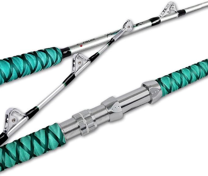 Fiblink Saltwater Fishing Rod 1 Piece Trolling Rod Deep Drop Sea Roller Rod Big Game Conventional Boat Heavy Duty Fishing Pole (5'6"/6',50-80lbs/80-120lbs/120-200lbs)