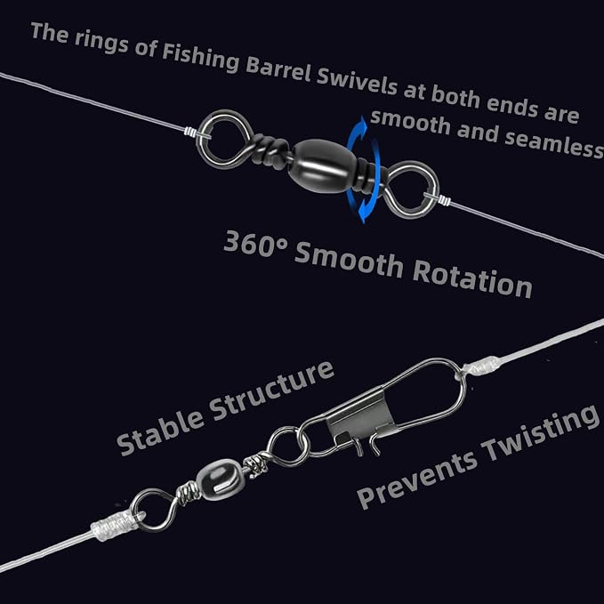 260Pcs/Box with Stainless Steel Fishing Barrel Swivels 150Pcs /Barrel Swivels with Snaps 110Pcs Mix,High Strength Connector for Quick Change Fishing Lure or Line Tackle Saltwater Freshwater