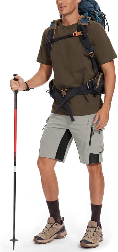 XKTTAC Men's Outdoor Quick Dry Lightweight Stretchy Shorts for Hiking, Tactical, Camping, Travel with 6 Pockets