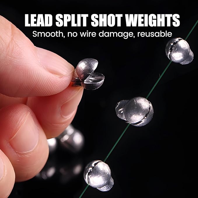 YOTO Removable Split Shot Fishing Weights Sinkers Kit, Reusable Duckbill Open Mouth Lead Sinker, Soft Fishing Sinkers & Weights for Freshwater Bass Trout