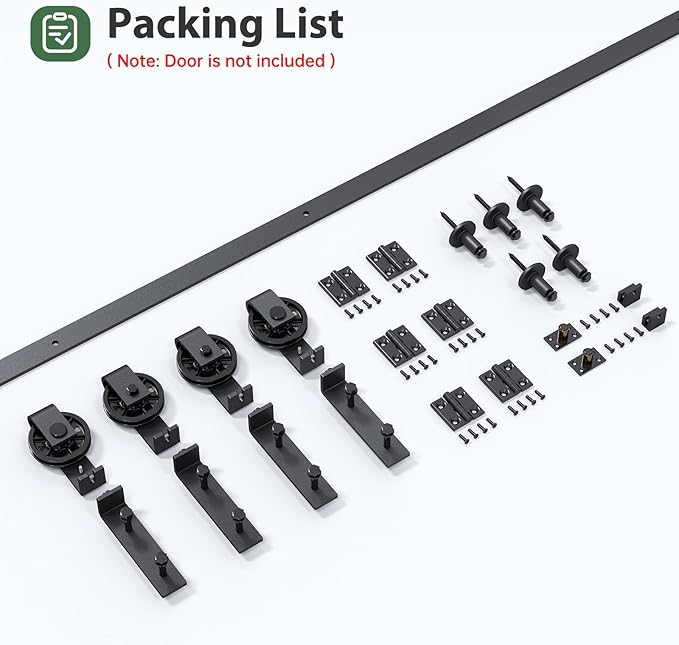 64" Bifold Sliding Barn Door Hardware Track Kit,Side Mounted Black Spoke Wheel Roller,Smoothly and Quietly,Assembly Easy,Fit Four 15" Bi-Folding Doors (Door Not Included)