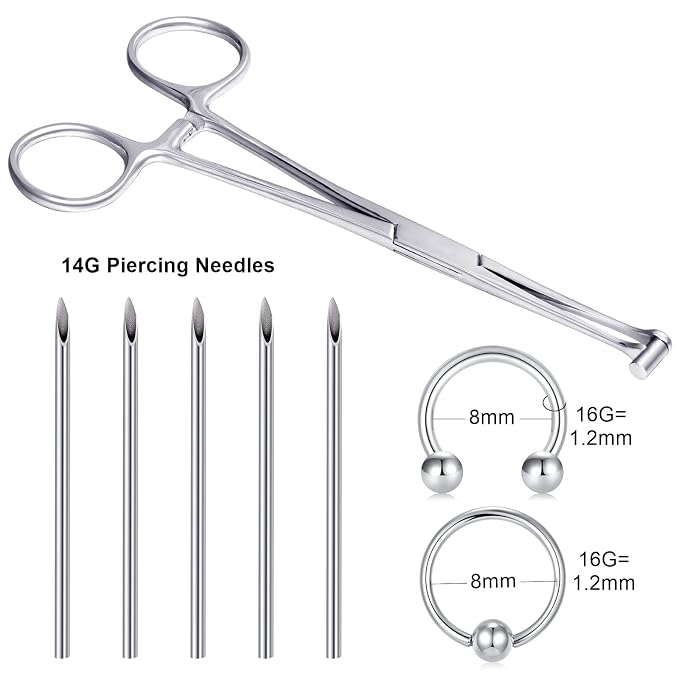 DJCIW 6" Tragus Septum Forceps, Bucket End Tragus Septum Clamp Pliers，316L Stainless Steel Tragus Ear Piercing Forceps Piercing Clamps Body Piercing Tools