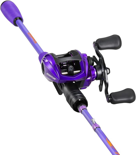 Sougayilang Baitcaster Combo –IM6 Graphite M/MH 2-Piece Rod, Stainless Steel Guides with Ceramic Rings,6.3:1 Gear Ratio High Speed Reel for Bass,Walleye, Catfish, Panfish Fishin