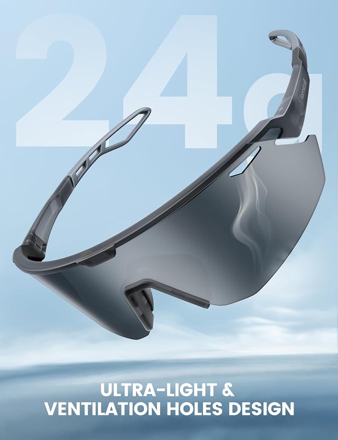 Lamicall 24g Polarized Sports Sunglasses for Men Women - UV400 Protection Sun Glasses for Baseball Running Cycling Fishing