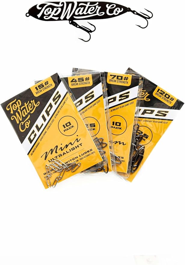 Top Water Co. Fishing Speed Clips - Durable Stainless Steel, Fast Lure Connector (Multiple Sizes)