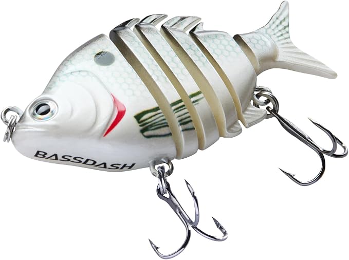 Bassdash SwimPanfish 0.34oz Hard Swimbaits Multi Jointed Topwater Trout Bass Fishing Crank Lure for Freshwater and Saltwater