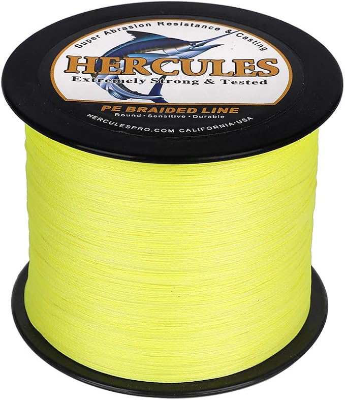HERCULES Cost-Effective Super Cast 8 Strands Braided Fishing Line 10LB to 300LB Test for Salt-Water,109/328/547/1094 Yards(100M/300M/500M/1000M),Diam.#0.12MM-1.2MM,Hi-Grade Performance,Variety Colors