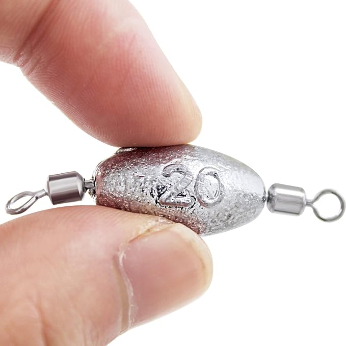 Hitefu Fish Weight Sinkers, Inline Weights Lead Fishing Weights Trolling Sinkers, Egg Sinkers for Bottom Fishing (3/8, 1/2, 3/4oz)