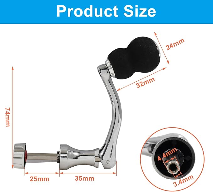Jiozermi Fishing Spinning Reel Handle, Full Metal Reel Handle for Fishing Handle Replacement Parts, Suitable for Fishing Reel 1000-4000 Series