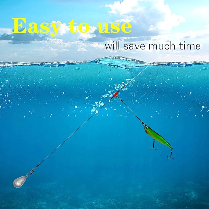 YOTO Fishing Leaders,Stainless Steel Tackle Rig with Tackle Lure Swivels Snaps, Saltwater rig Wire Leader Fishing Leader Wire Bottom rigs for Saltwater