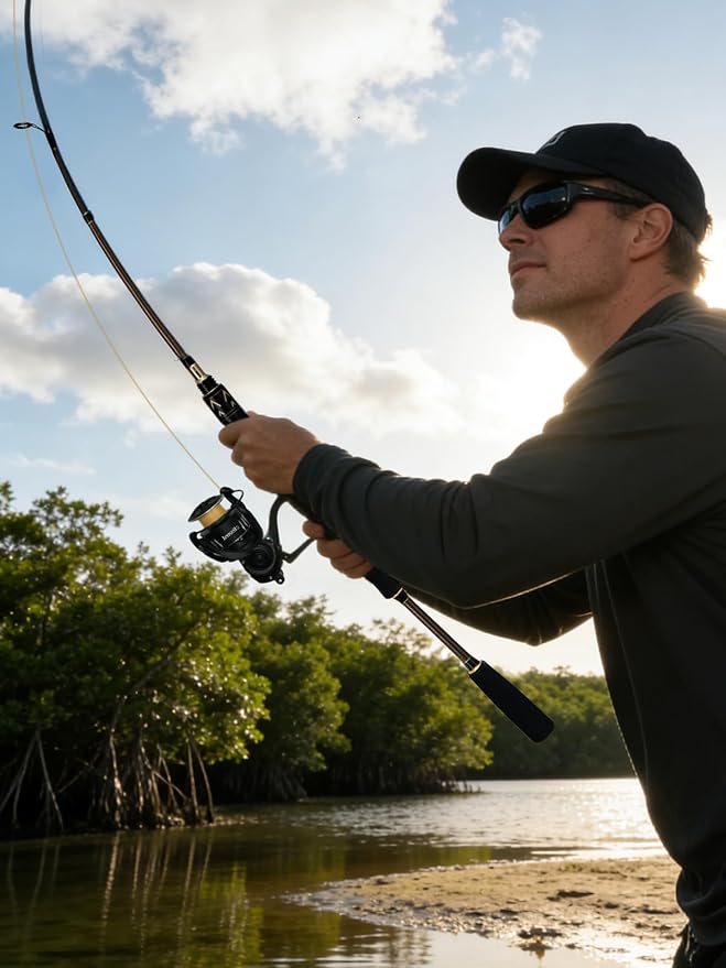 Jenseits Carbon Fiber Fishing Rod Series (6-12 Ft), Spinning & Casting Rods with Stainless Steel Ceramic Guides, Fast Action Fishing Pole for Bass, Trout, Walleye & Surf Fishing