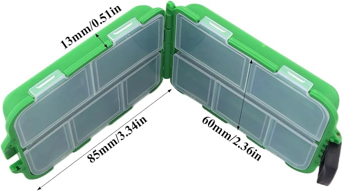 2PCS Lure Accessories Fishing Storage Boxes Fishing Tackle Storage Case Dark Green 10x6.5x3cm Polypropylene Mini Tackle Boxes For Holding Worms Lures Beads and Weights