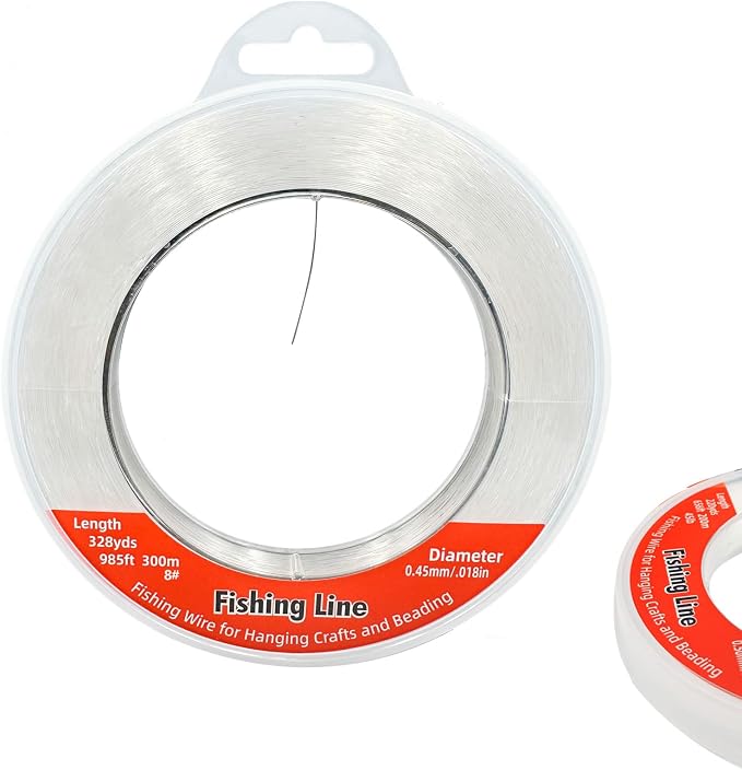 Nylon Fishing Line, 985ft,Strong Clear Invisible Hanging Wire for Crafts Beading, Decorative Pictures, Stringing Lights
