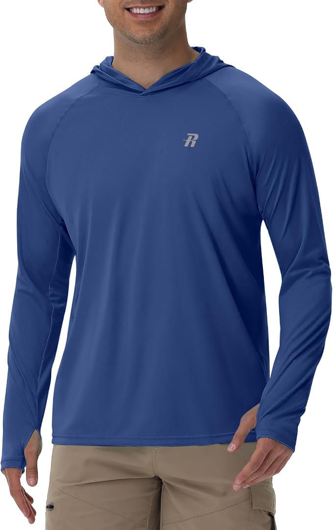 Runhit UPF 50+ Fishing Shirts for Men Long Sleeve Sun Protection Hoodie Lightweight Outdoor Workout Hiking Running Rash Guard