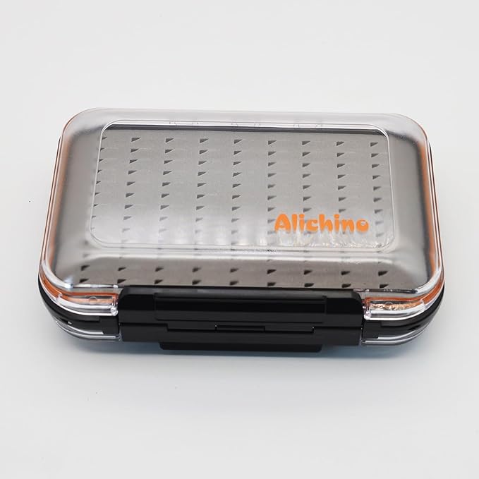 ALICHINO Fly Box for Fly Files Ice Jig Box Two Sided Waterproof Fly Fishing Box for Nymphs and Streamers (Grey Foam Insert, XM 6.2 * 4 * 1.6 Inch)