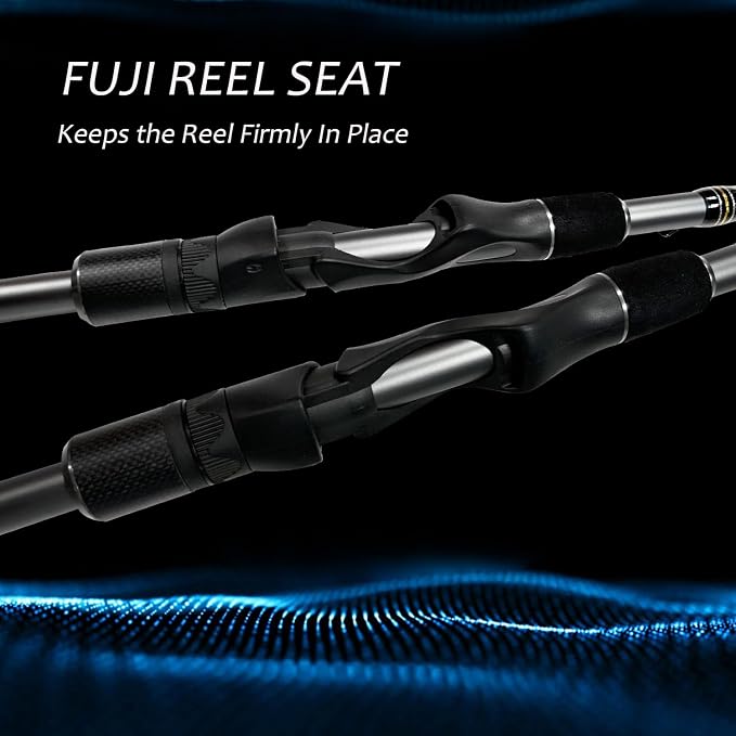 Tempo Sphera Spinning Rod - 2 Piece Carbon Fiber Fishing Rod with Fuji Reel Seat, Lightweight Fishing Rods with Stainless Steel Guides for Saltwater Freshwater Ice Fishing