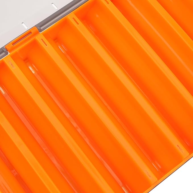 Double Sided 14 Compartments Fishing Tackle Boxes Fishing Lure Box Organizer, Fishing Bait Tackle Storage Case, Container Box for Jewelry Beads Earring Hook (Orange)