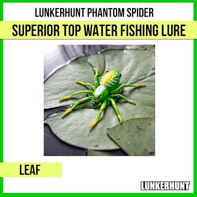 LUNKERHUNT Phantom Spider Lure for Bass Fishing (2.5 Inch) | Topwater Spider Fishing Lure with Natural Walking Action | Soft Hollow Body Weedless Hooks for Trout and Pike