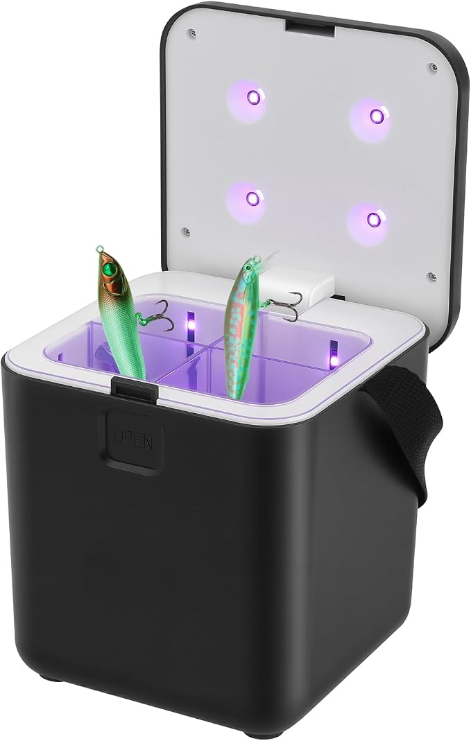 UV Fishing Lure Charger Case Glow Lure for Ice Fishing Deep Water & Night Fishing Compatible with Fluorescent Lures Jigs, Spoons Portable Hands-Free Design