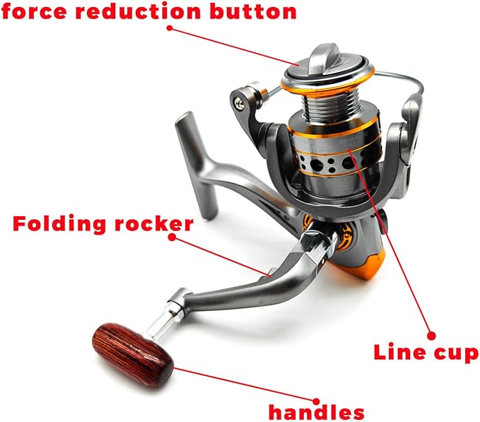 Spinning Reel,Freshwater Spinning Fishing Reels,CNC Alloy Wire Cup,5.2:1 Gear Ratio,2000,Max Drag 22Lbs,Smooth Fresh and Saltwater Fishing Reel