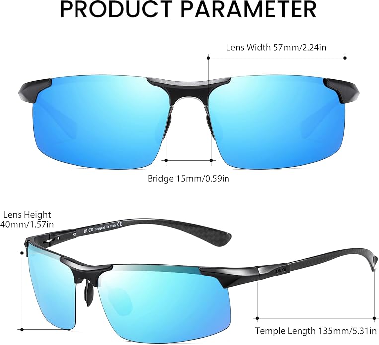 DUCO Polarized Sunglasses Mens Ultralight Carbon Fiber Sun Glasses for Men Driving Sports Fishing UV400 Protection DC8277
