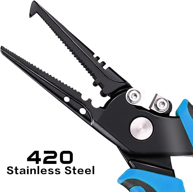 Sougayilang Fishing Pliers,Sheath and Lanyard Tungsten Carbide Cutters,420 Stainless Steel Fishing Tools,Saltwater Resistant Fishing Gear with Rubber Handle-7.5'' Split Ring Nose - Blue