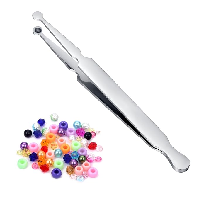 DJCIW Stainless Steel Bead Ball Holding Tweezers, Piercing Tool for Handling and Picking Up Small Gems and Captive Bead Ball Grabber