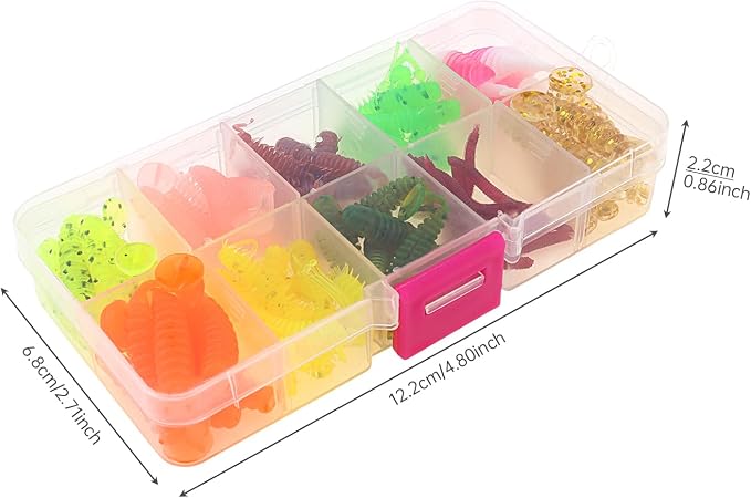 68pcs Fishing Topwater Lures Kits Mixed Artificial Baits Tackle Box, Soft Plastic Fishing Lures Baits Including Soft Worm Centipede for Bass Trout Walleye