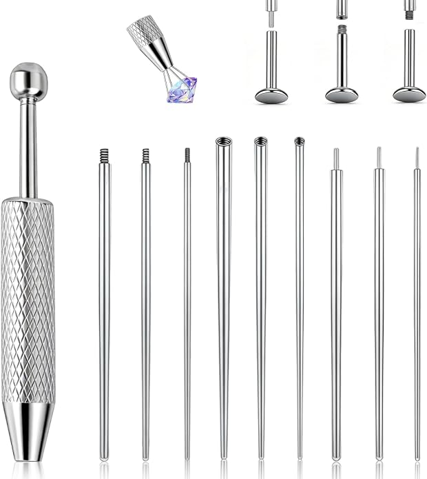 Piercing Taper Ball Grabber Tool for Changing Jewelry - 14G 16G 18G 20G Stainless Steel Flat Back Earring Applicator Tool Piercing Kit for Ear/Nose/Eyebrow/Tongue/Navel/Nipple/Lip