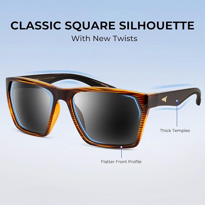 KastKing Beartrap Polarized Sports Fishing Sunglasses, With PuriVex Protective Lens Coating, Square Frame Design, Men Women
