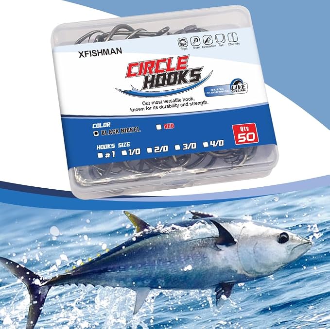 XFISHMAN Circle-Hooks-Fishing-Equipment-Octopus-Hooks-Saltwater-50 Pack #1 –12/0