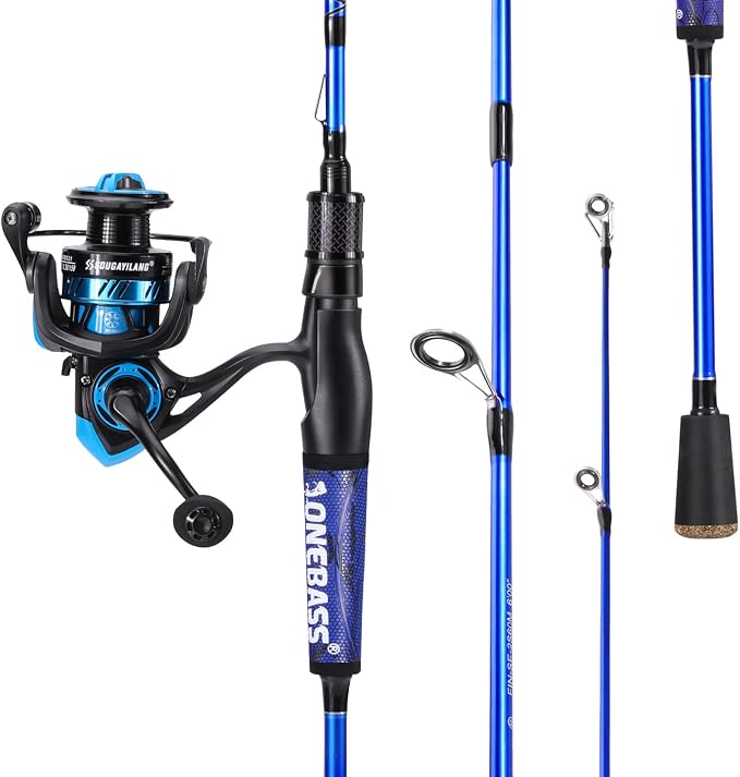 One Bass Fishing Rod and Reel Combo, IM7 Graphite 2 Pc Blank Baitcasting Combo, Spinning Rod with SuperPolymer Handle