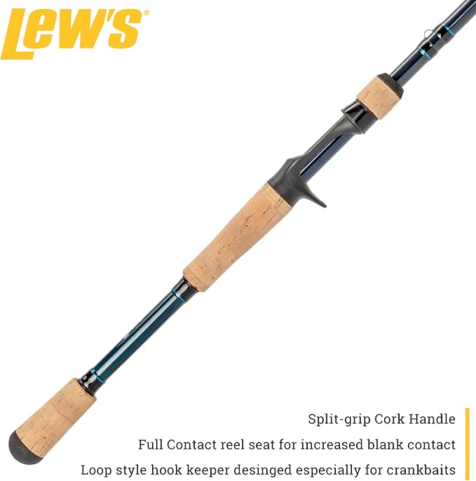 Lew's LFS Casting Fishing Rod, LFS-X3 Blank, Cork Split-Grip, Fuji Concept O Guides, Full Contact Reel Seat, Blue/Black