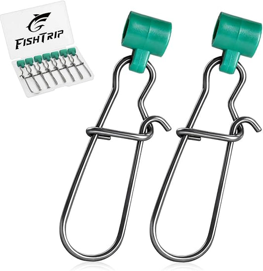 FishTrip Sinker Slides for Fishing Rigs - 25/50/100pcs Duo Lock Snaps for Fishing Line Heavy Duty Weights Sinkers Saltwater Connector Accessories